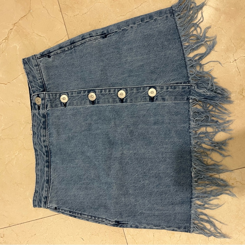 3 x 1 distressed denim skirt
